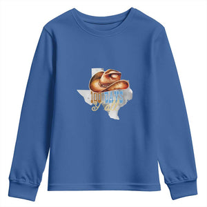Funny 100th Day Of School Cowboy Youth Sweatshirt 100 Days Y'all TX map TS11 Royal Blue Print Your Wear