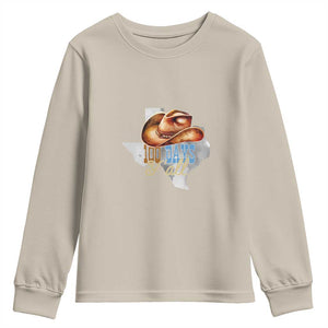 Funny 100th Day Of School Cowboy Youth Sweatshirt 100 Days Y'all TX map TS11 Sand Print Your Wear