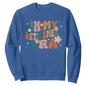 Funny In My Retirement Era Sweatshirt Retired 2025 Retro Flower TS11 Royal Blue Print Your Wear