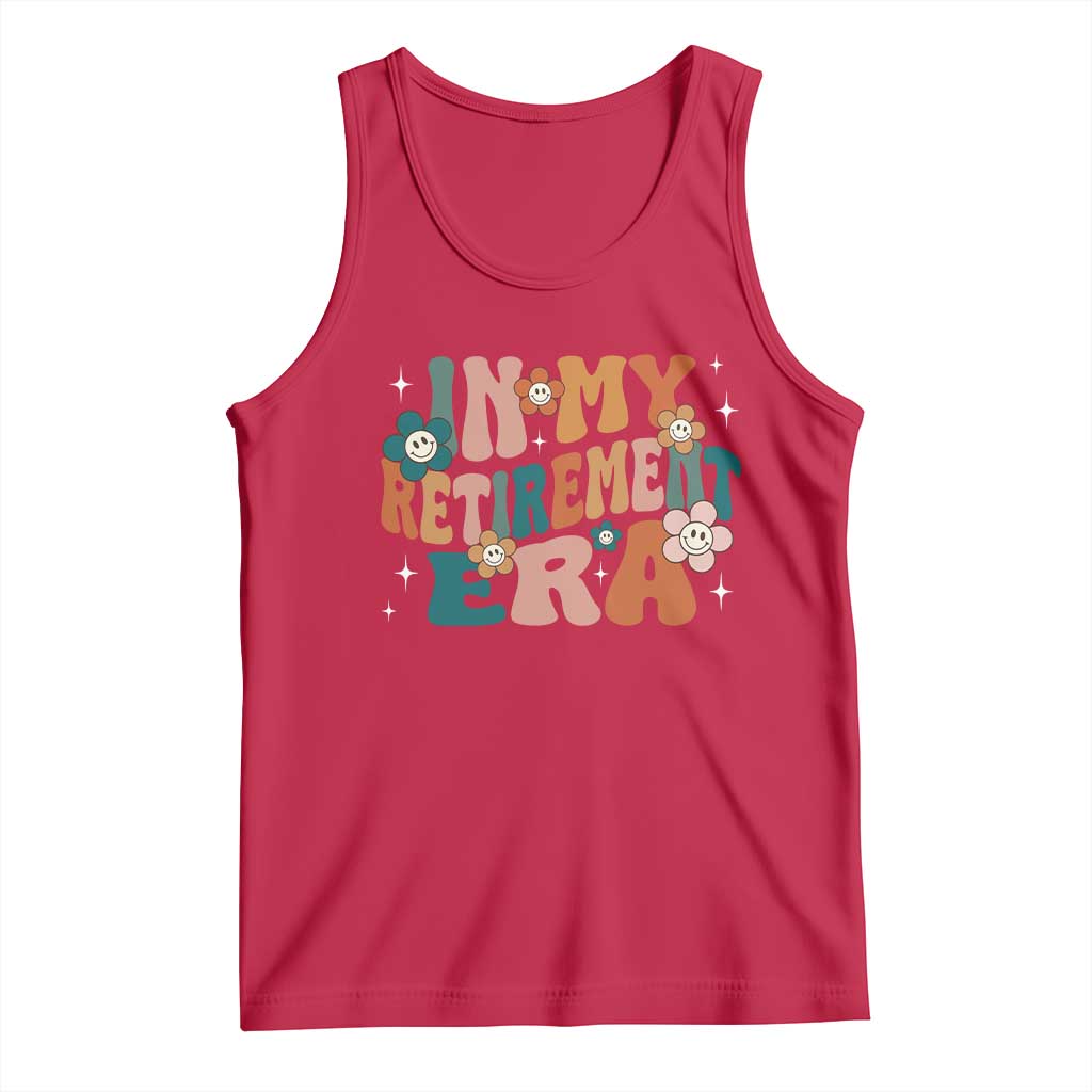 Funny In My Retirement Era Tank Top Retired 2025 Retro Flower TS11 Red Print Your Wear