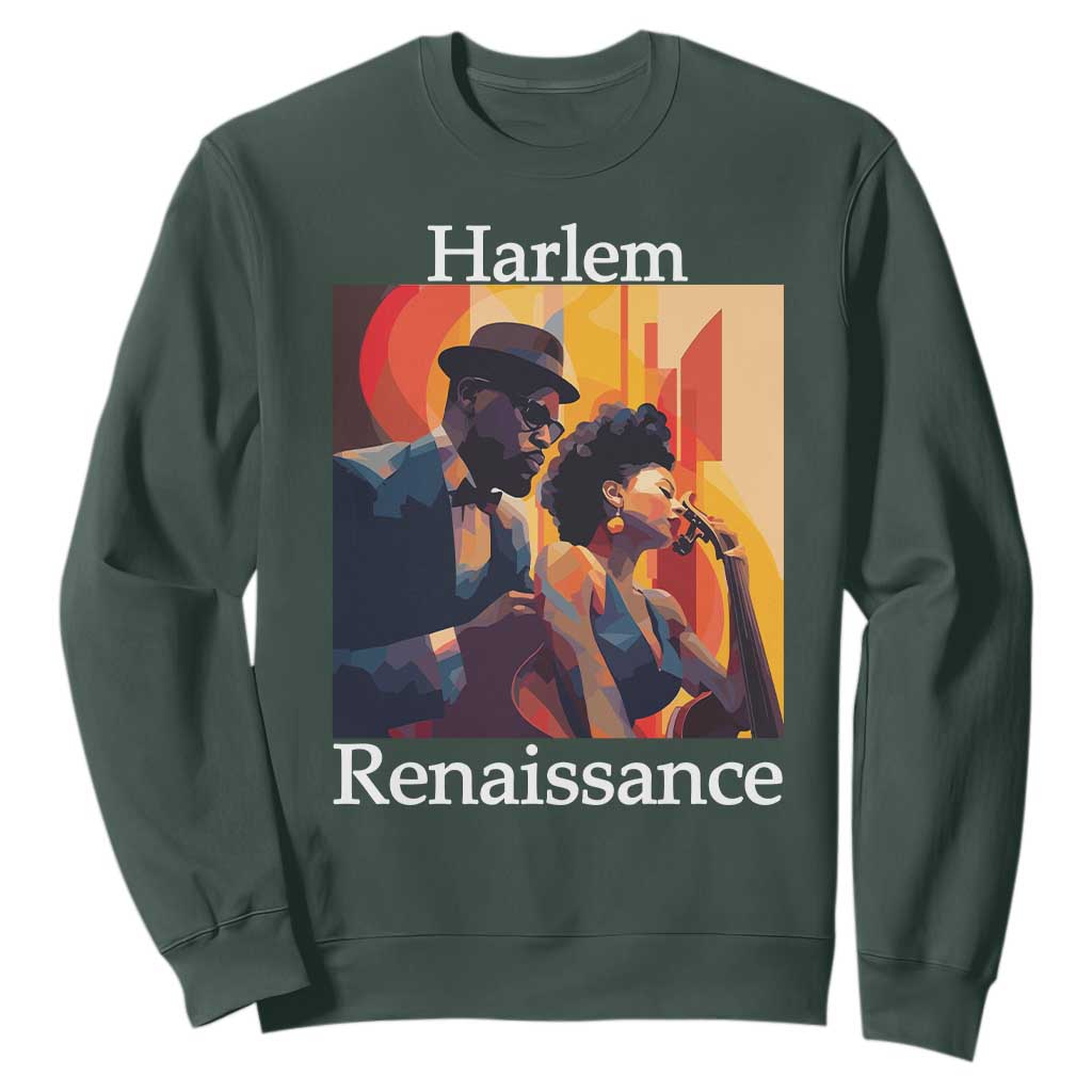 Harlem Renaissance Sweatshirt Jazz Music 1920s Black History Month TS11 Dark Forest Green Print Your Wear