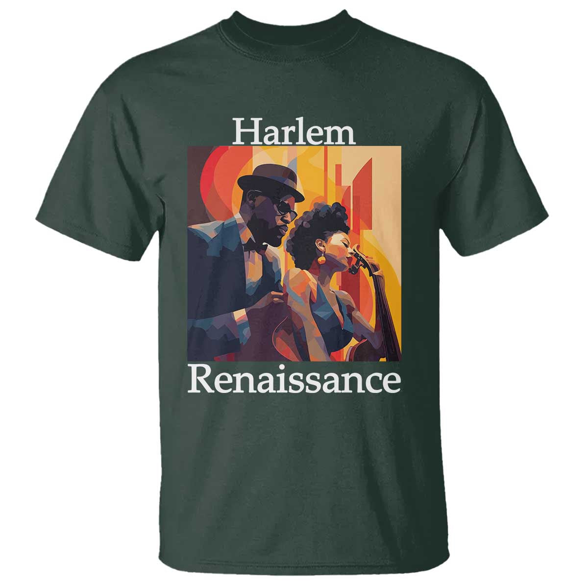 Harlem Renaissance T Shirt Jazz Music 1920s Black History Month TS11 Dark Forest Green Print Your Wear