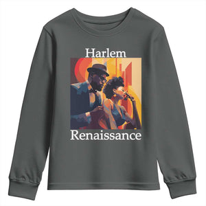 Harlem Renaissance Youth Sweatshirt Jazz Music 1920s Black History Month TS11 Dark Heather Print Your Wear