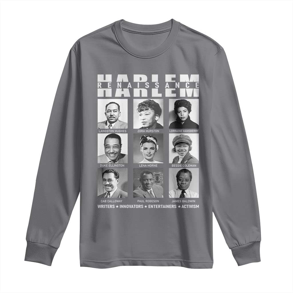 Harlem Renaissance Long Sleeve Shirt Black Writers Innovators Entertainers Activism Black History Month TS11 Charcoal Print Your Wear