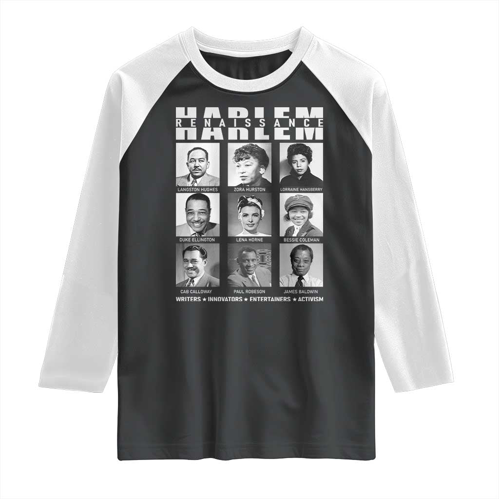 Harlem Renaissance Raglan Shirt Black Writers Innovators Entertainers Activism Black History Month TS11 Black White Print Your Wear