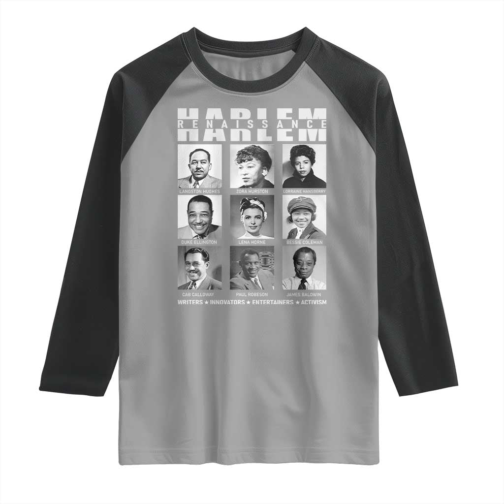 Harlem Renaissance Raglan Shirt Black Writers Innovators Entertainers Activism Black History Month TS11 Sport Gray Black Print Your Wear