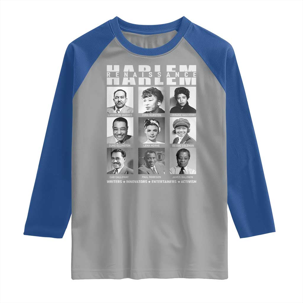 Harlem Renaissance Raglan Shirt Black Writers Innovators Entertainers Activism Black History Month TS11 Sport Gray Royal Print Your Wear