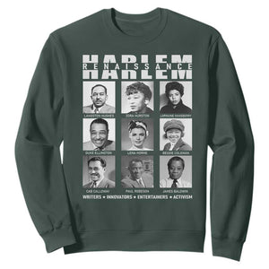 Harlem Renaissance Sweatshirt Black Writers Innovators Entertainers Activism Black History Month TS11 Dark Forest Green Print Your Wear