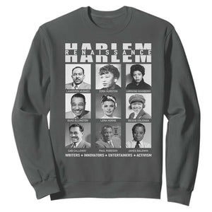 Harlem Renaissance Sweatshirt Black Writers Innovators Entertainers Activism Black History Month TS11 Dark Heather Print Your Wear
