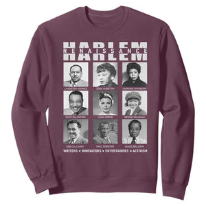 Harlem Renaissance Sweatshirt Black Writers Innovators Entertainers Activism Black History Month TS11 Maroon Print Your Wear