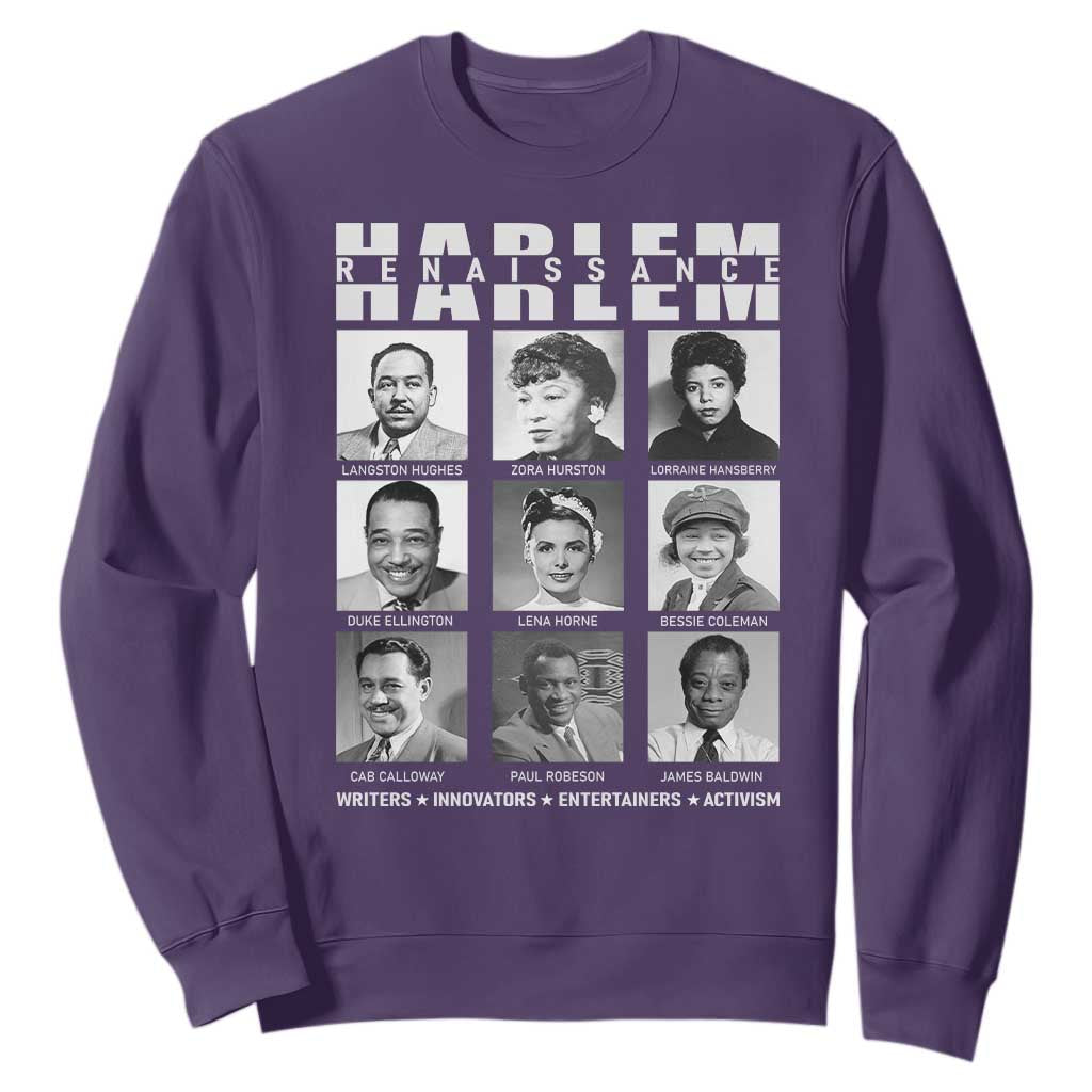 Harlem Renaissance Sweatshirt Black Writers Innovators Entertainers Activism Black History Month TS11 Purple Print Your Wear