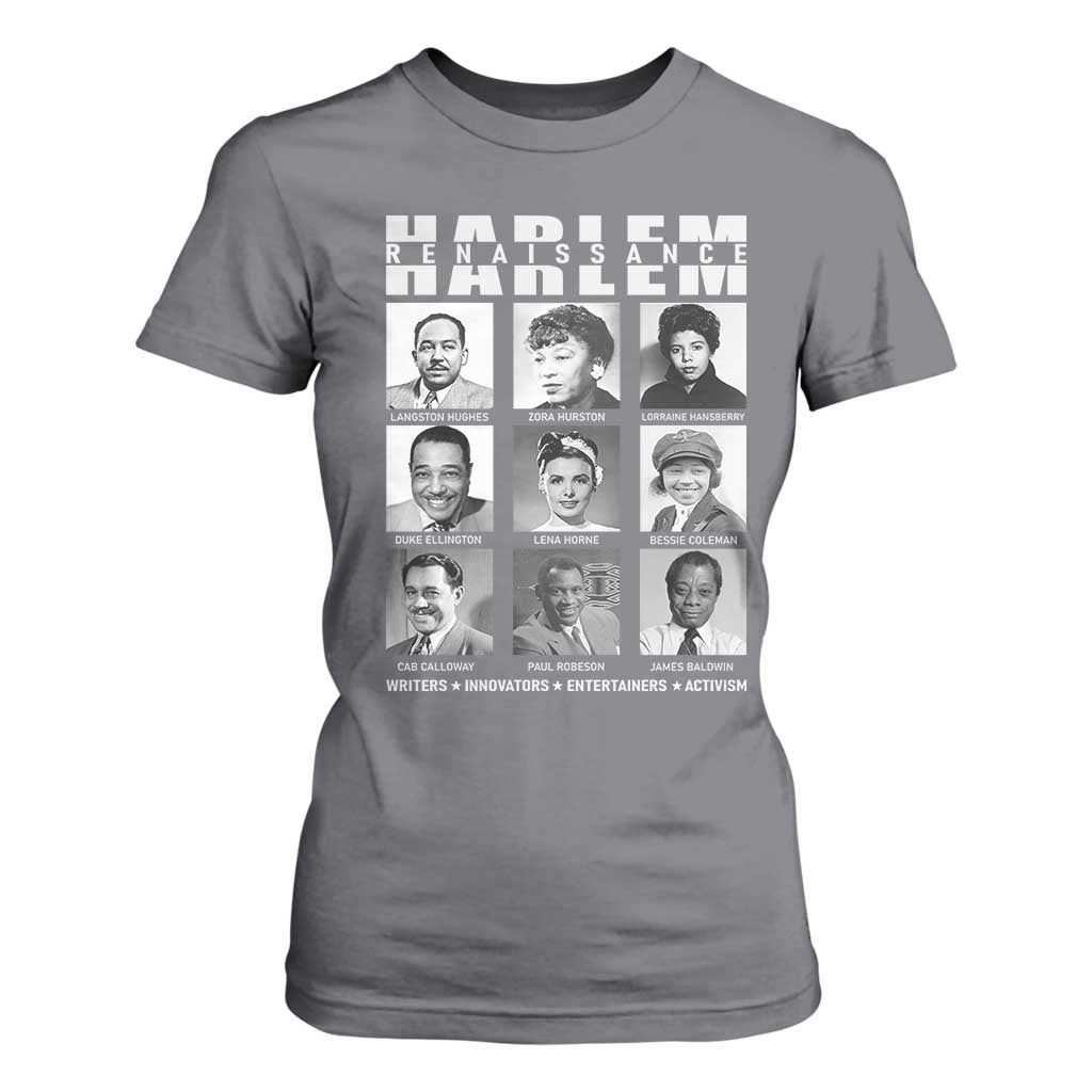 Harlem Renaissance T Shirt For Women Black Writers Innovators Entertainers Activism Black History Month TS11 Charcoal Print Your Wear