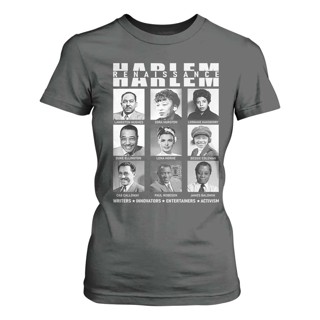 Harlem Renaissance T Shirt For Women Black Writers Innovators Entertainers Activism Black History Month TS11 Dark Heather Print Your Wear