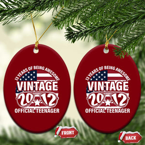 Funny 13th Birthday Ceramic Ornament Vintage 2012 Official Teenager 13 Years Of Being Awesome USA Flag Sunglasses TS11 Print Your Wear