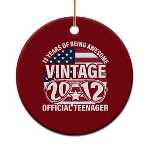Funny 13th Birthday Ceramic Ornament Vintage 2012 Official Teenager 13 Years Of Being Awesome USA Flag Sunglasses TS11 1pc Red Print Your Wear