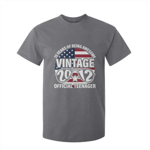 Funny 13th Birthday T Shirt For Kid Vintage 2012 Official Teenager 13 Years Of Being Awesome USA Flag Sunglasses TS11 Charcoal Print Your Wear