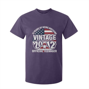 Funny 13th Birthday T Shirt For Kid Vintage 2012 Official Teenager 13 Years Of Being Awesome USA Flag Sunglasses TS11 Purple Print Your Wear