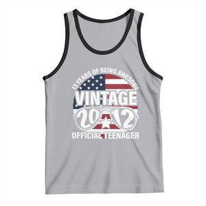 Funny 13th Birthday Tank Top Vintage 2012 Official Teenager 13 Years Of Being Awesome USA Flag Sunglasses TS11 Athletic Heather Black Print Your Wear