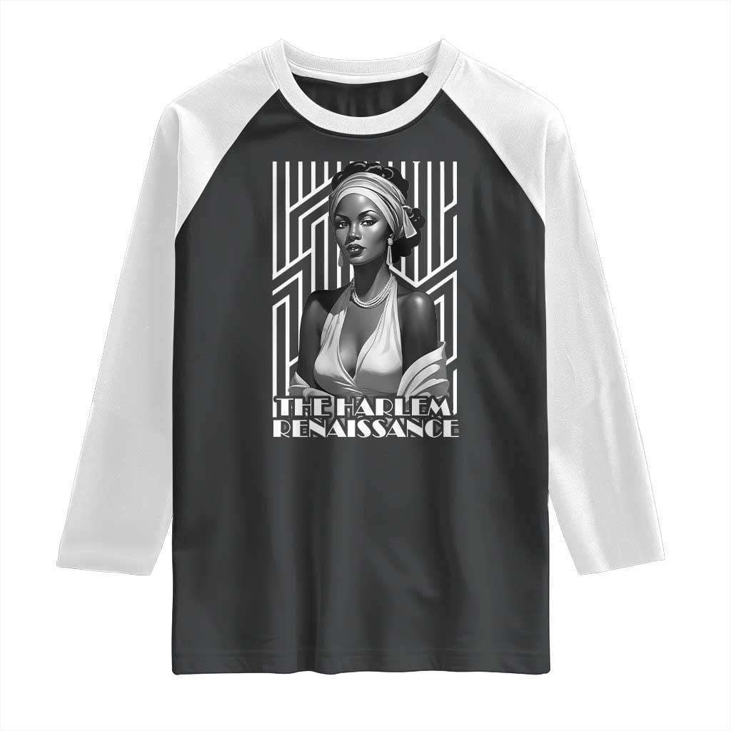 The Harlem Renaissance Raglan Shirt Black Woman 1920s Black History Month TS11 Black White Print Your Wear
