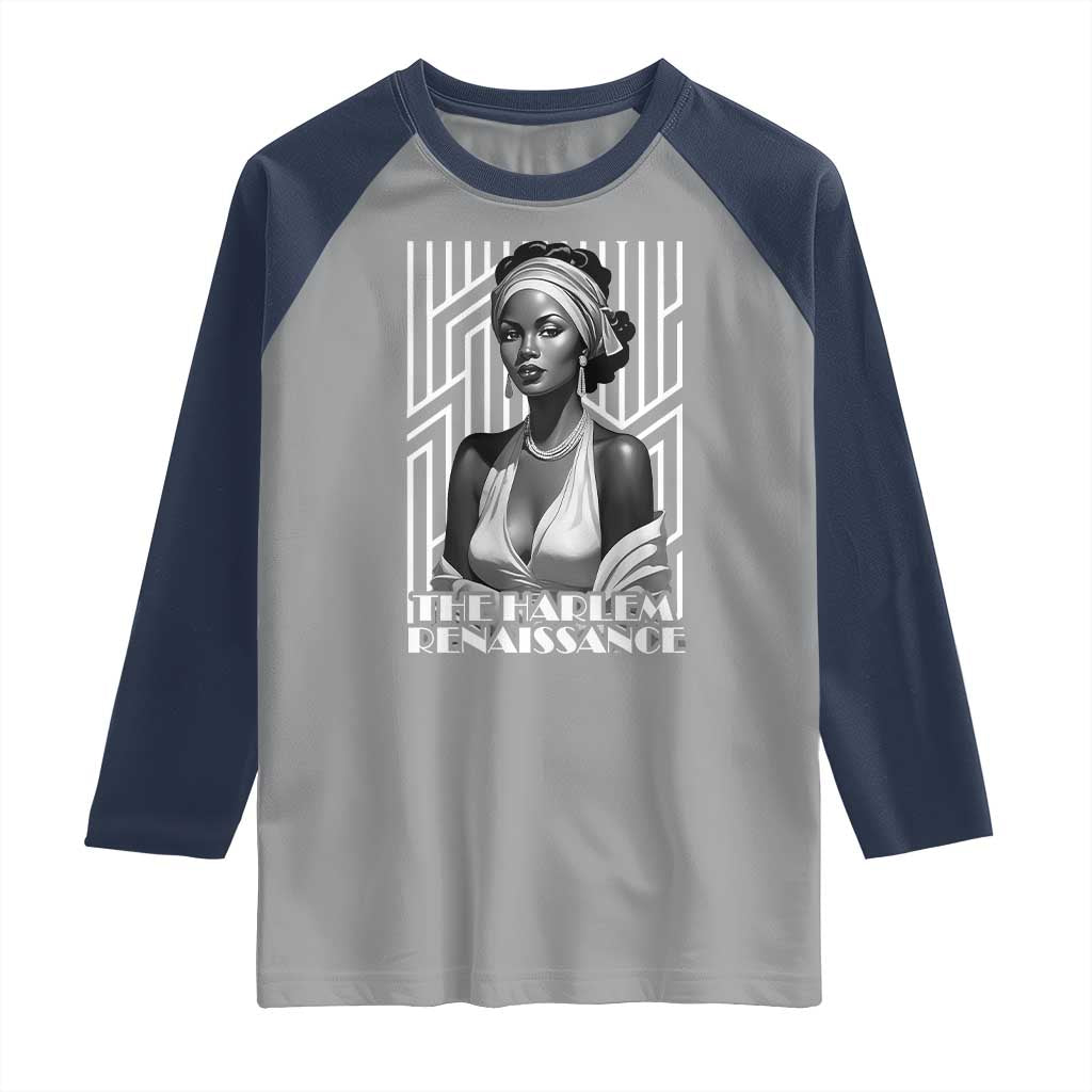 The Harlem Renaissance Raglan Shirt Black Woman 1920s Black History Month TS11 Sport Gray Navy Print Your Wear