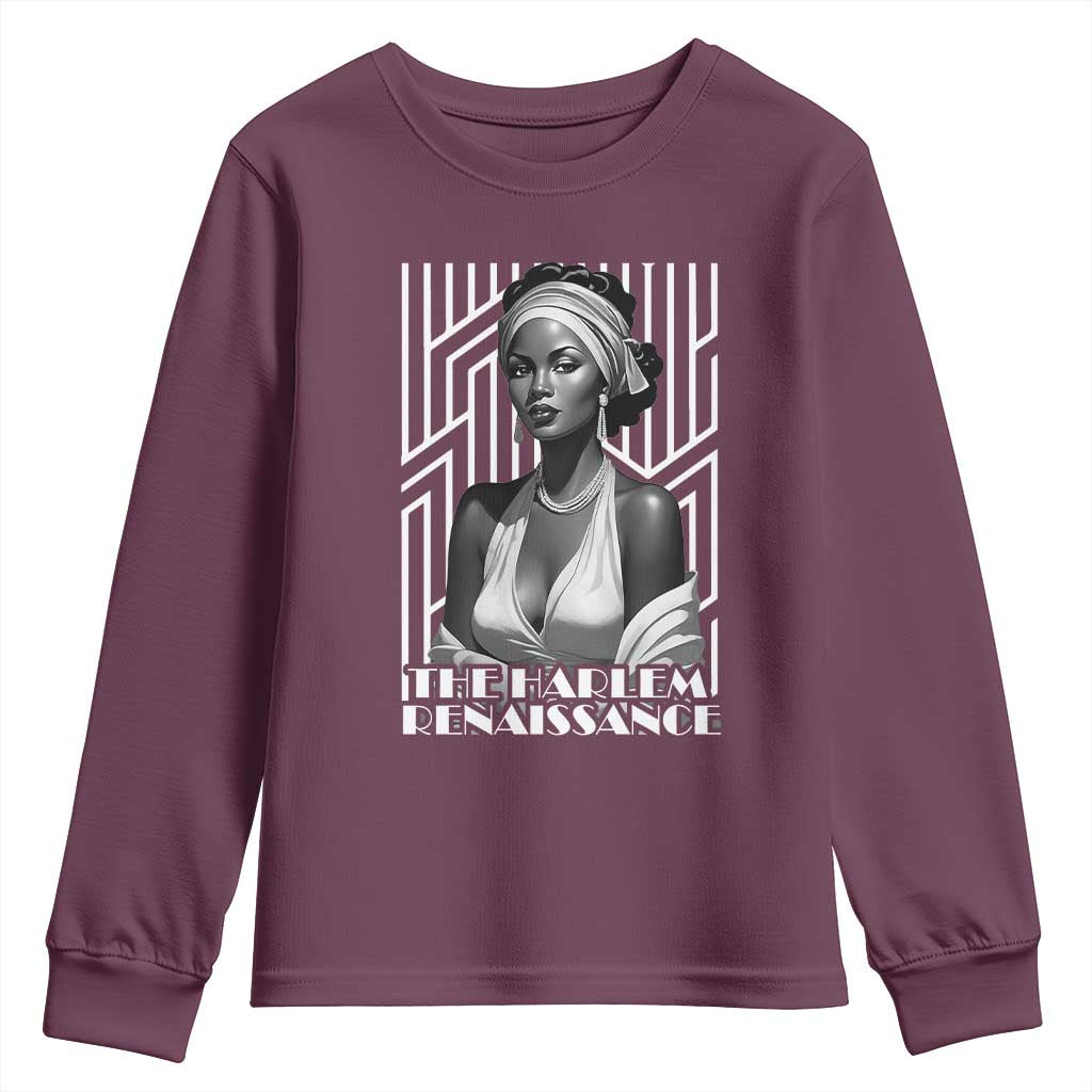 The Harlem Renaissance Youth Sweatshirt Black Woman 1920s Black History Month TS11 Maroon Print Your Wear