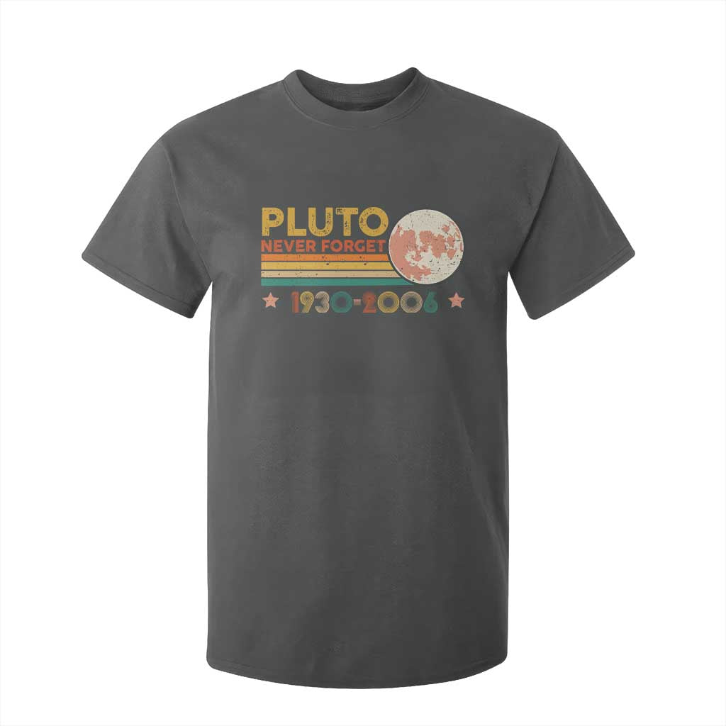 Funny Never Forget Pluto 1930 2006 T Shirt For Kid Retro Stripes TS11 Dark Heather Print Your Wear