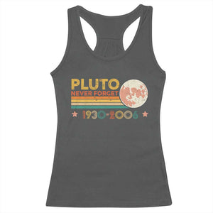 Funny Never Forget Pluto 1930 2006 Racerback Tank Top Retro Stripes TS11 Dark Heather Print Your Wear