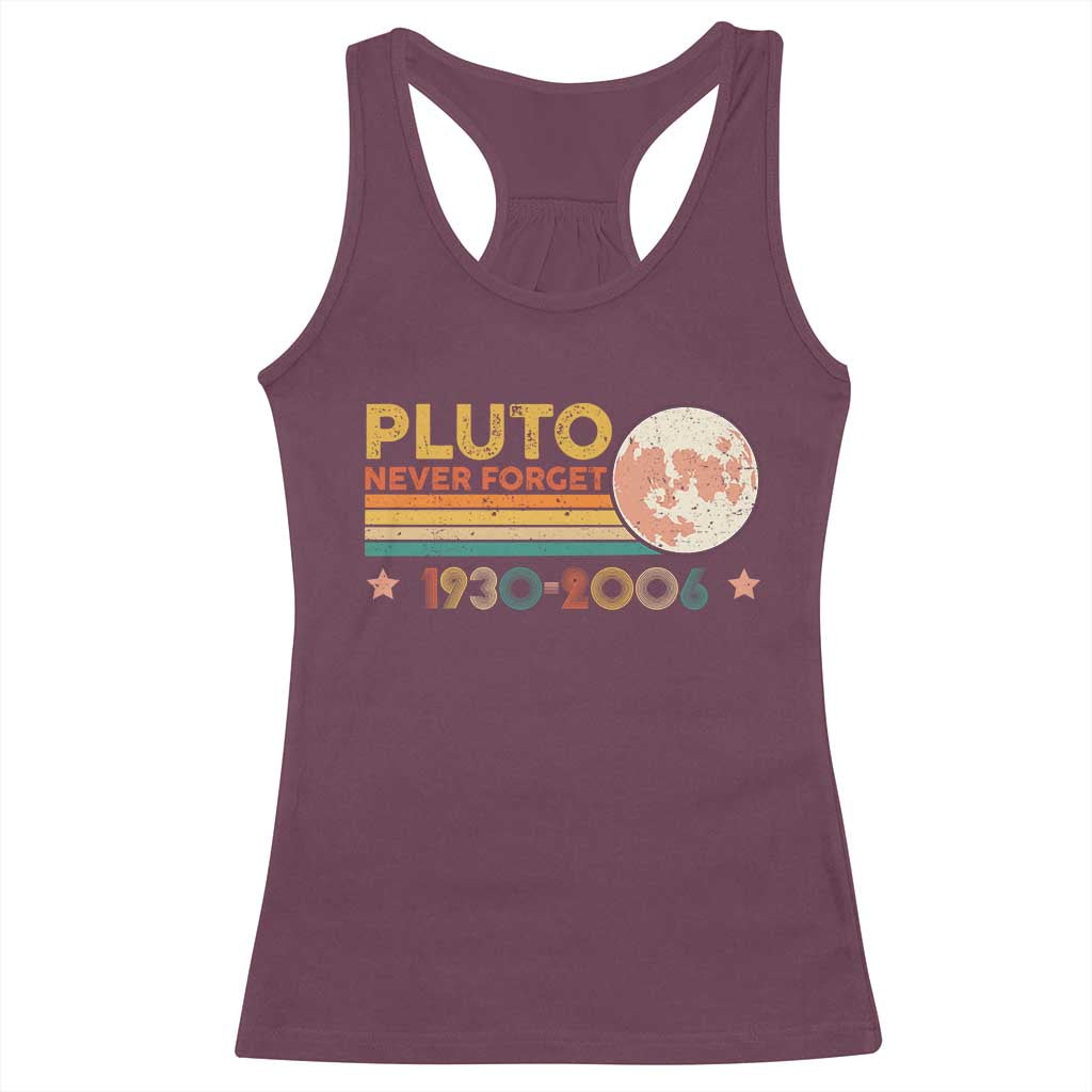 Funny Never Forget Pluto 1930 2006 Racerback Tank Top Retro Stripes TS11 Maroon Print Your Wear