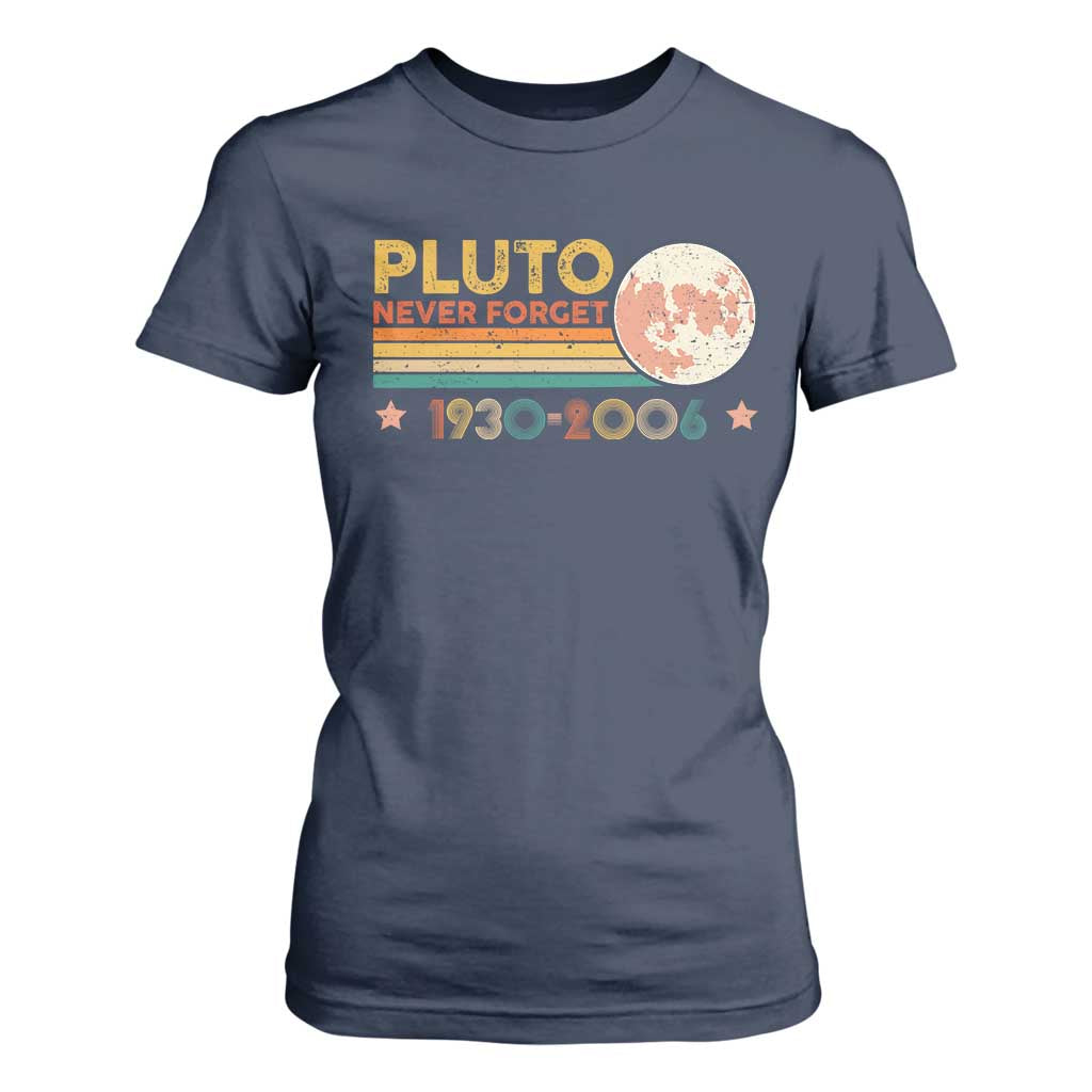 Funny Never Forget Pluto 1930 2006 T Shirt For Women Retro Stripes TS11 Navy Print Your Wear