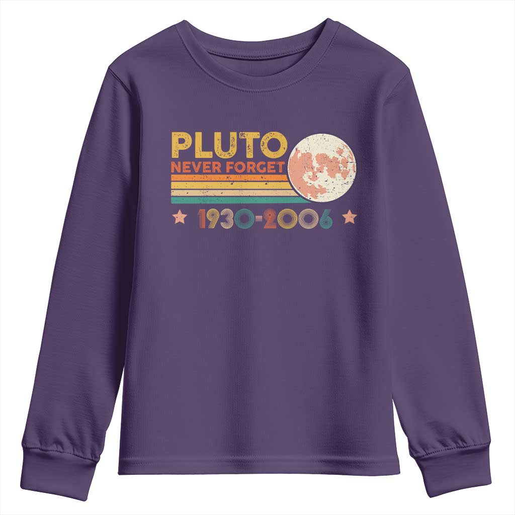 Funny Never Forget Pluto 1930 2006 Youth Sweatshirt Retro Stripes TS11 Purple Print Your Wear