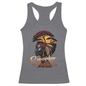 Black History Month Racerback Tank Top Remember Your Roots African Safari TS11 Charcoal Print Your Wear