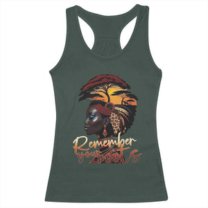 Black History Month Racerback Tank Top Remember Your Roots African Safari TS11 Dark Forest Green Print Your Wear