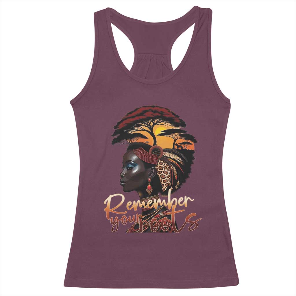 Black History Month Racerback Tank Top Remember Your Roots African Safari TS11 Maroon Print Your Wear