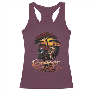 Black History Month Racerback Tank Top Remember Your Roots African Safari TS11 Maroon Print Your Wear