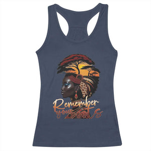 Black History Month Racerback Tank Top Remember Your Roots African Safari TS11 Navy Print Your Wear