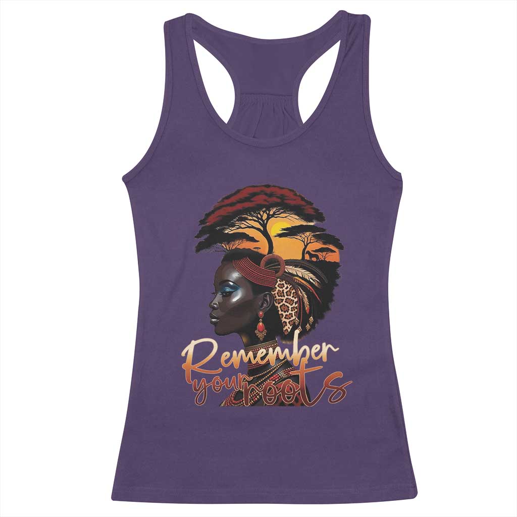 Black History Month Racerback Tank Top Remember Your Roots African Safari TS11 Purple Print Your Wear