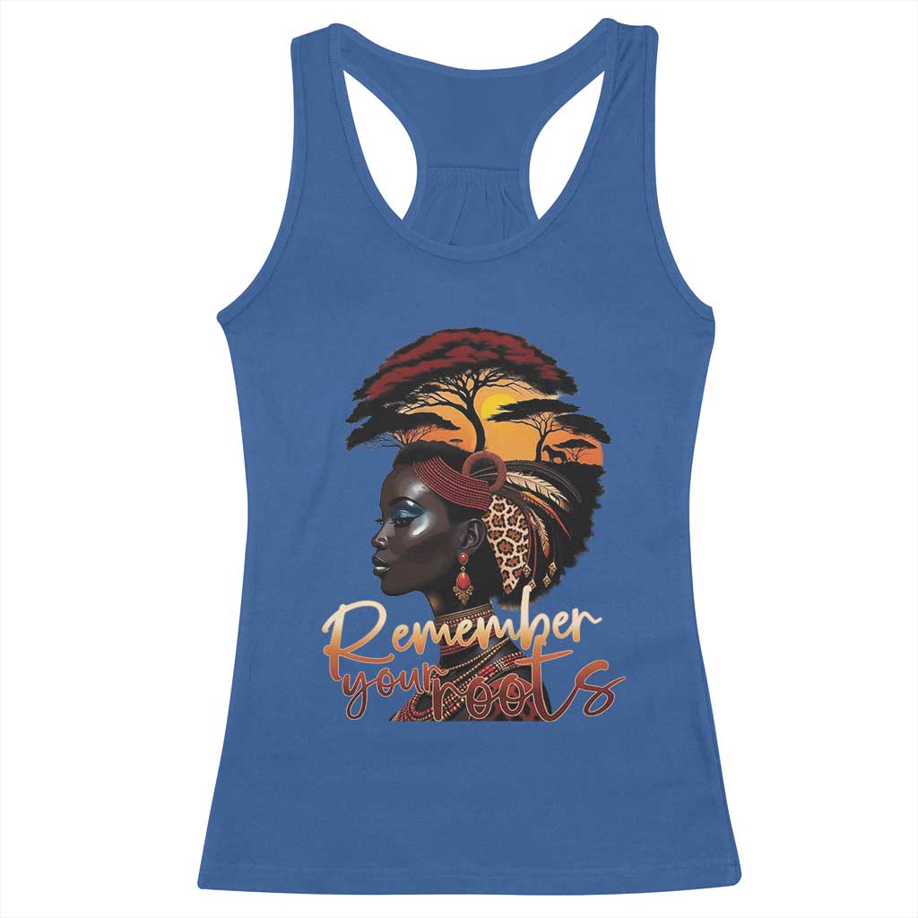 Black History Month Racerback Tank Top Remember Your Roots African Safari TS11 Royal Blue Print Your Wear