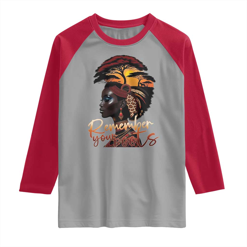 Black History Month Raglan Shirt Remember Your Roots African Safari TS11 Sport Gray Red Print Your Wear