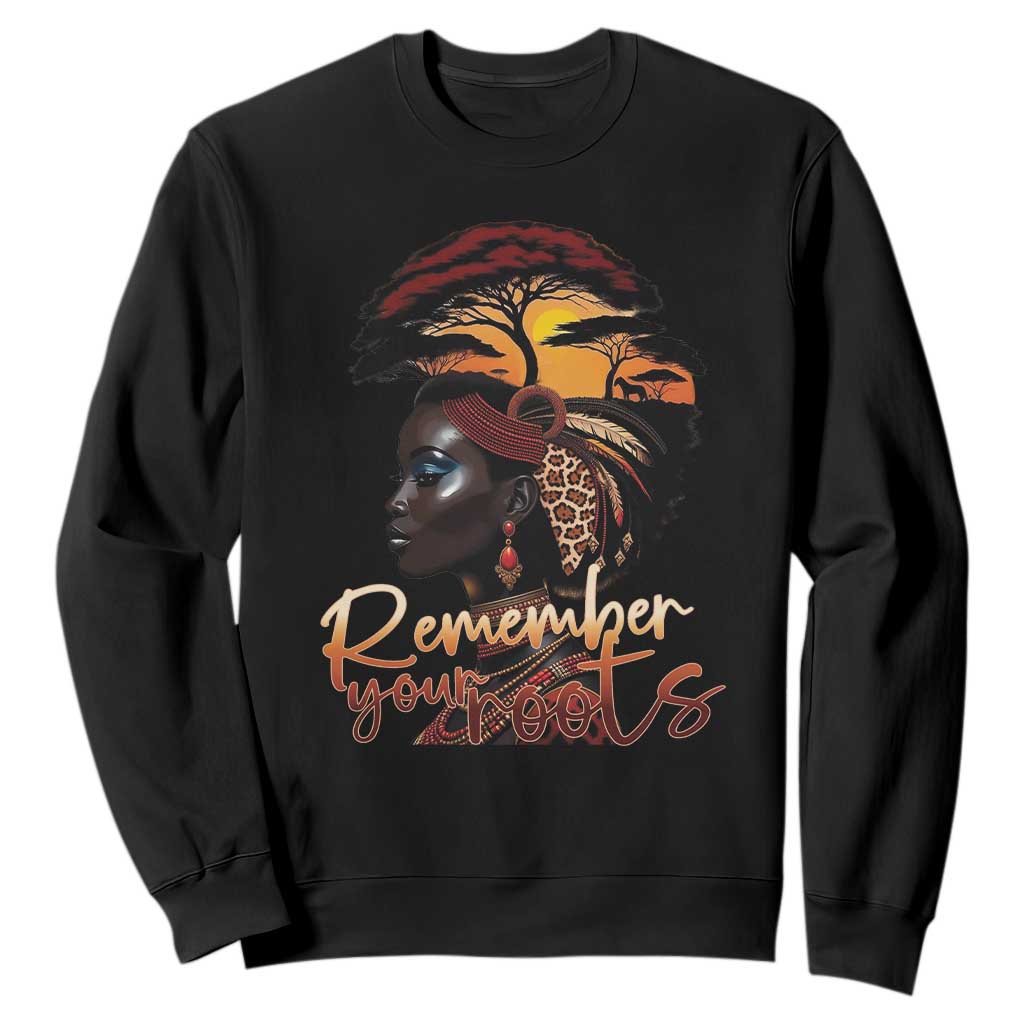 Black History Month Sweatshirt Remember Your Roots African Safari TS11 Black Print Your Wear