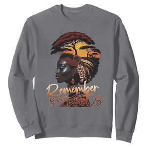 Black History Month Sweatshirt Remember Your Roots African Safari TS11 Charcoal Print Your Wear