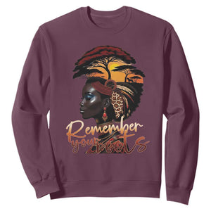 Black History Month Sweatshirt Remember Your Roots African Safari TS11 Maroon Print Your Wear
