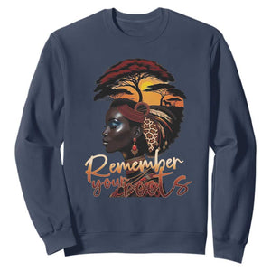 Black History Month Sweatshirt Remember Your Roots African Safari TS11 Navy Print Your Wear