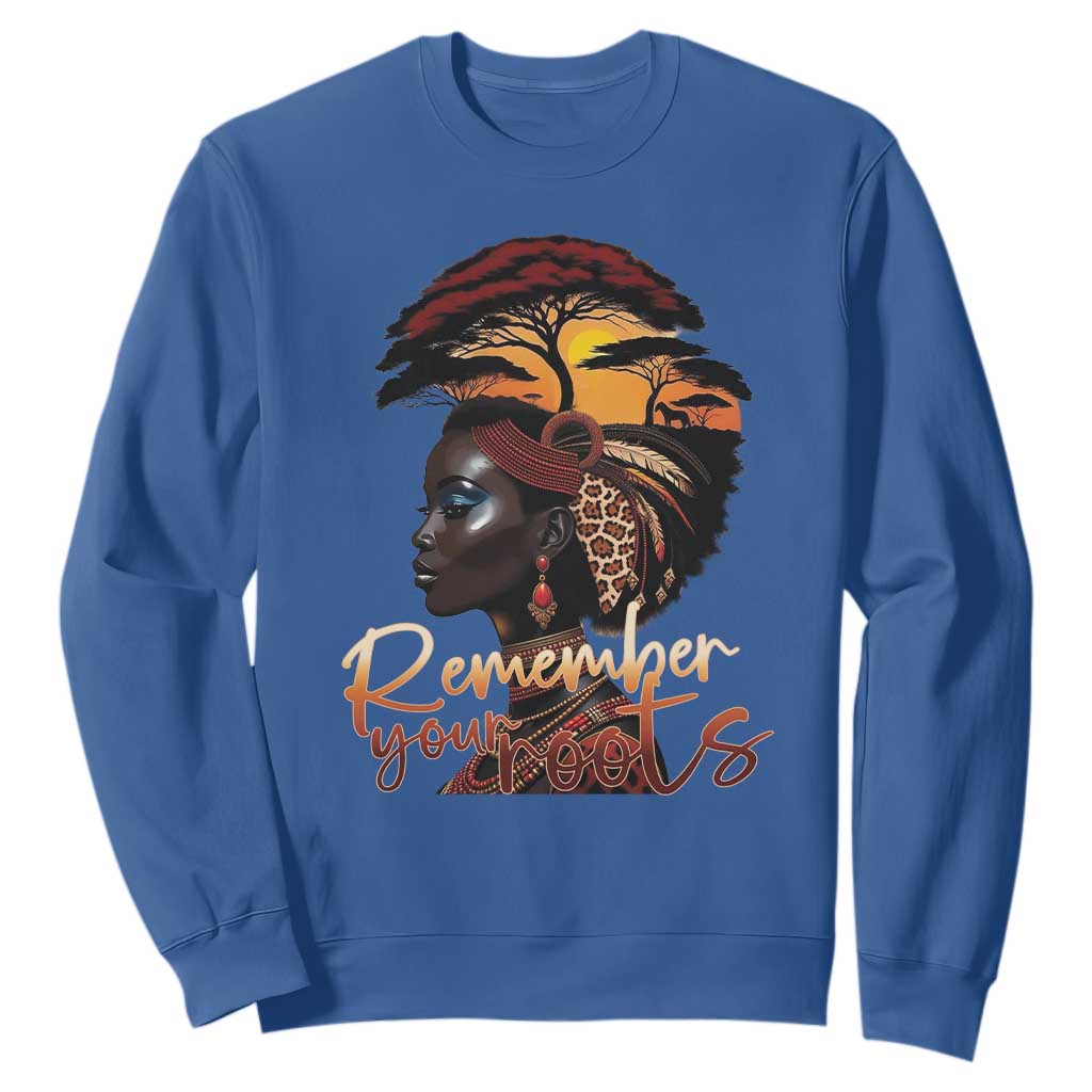 Black History Month Sweatshirt Remember Your Roots African Safari TS11 Royal Blue Print Your Wear