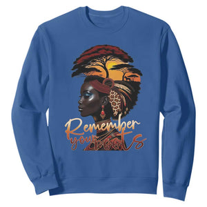 Black History Month Sweatshirt Remember Your Roots African Safari TS11 Royal Blue Print Your Wear