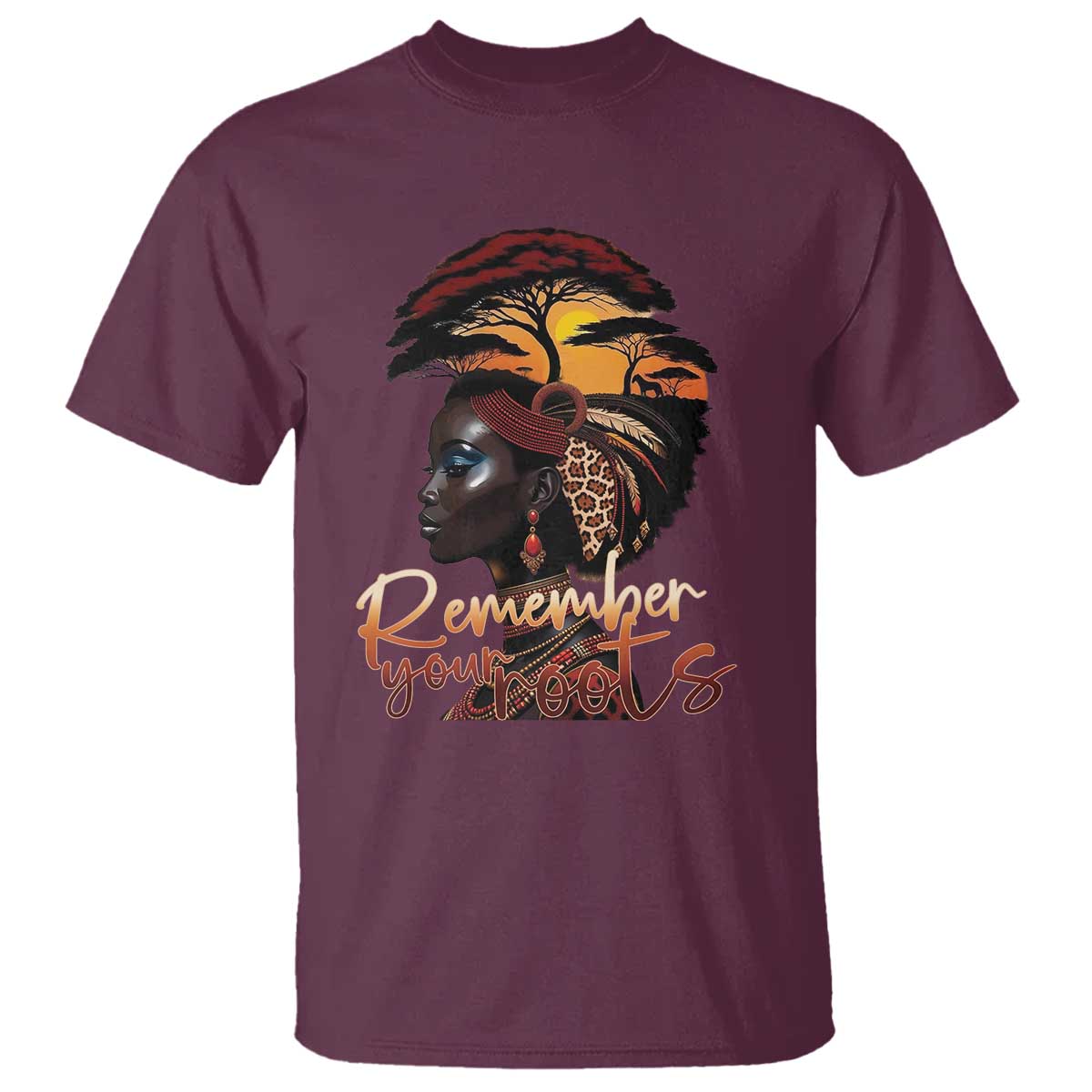 Black History Month T Shirt Remember Your Roots African Safari TS11 Maroon Print Your Wear
