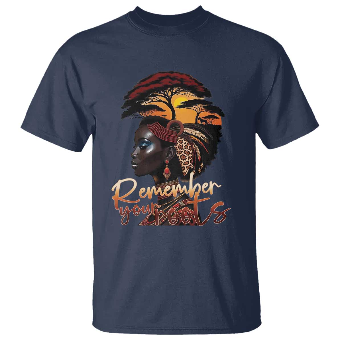 Black History Month T Shirt Remember Your Roots African Safari TS11 Navy Print Your Wear