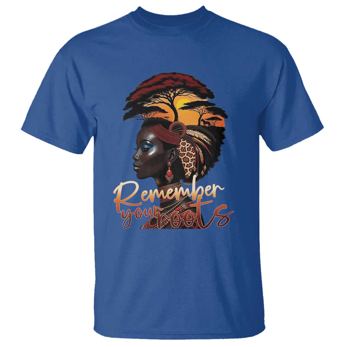 Black History Month T Shirt Remember Your Roots African Safari TS11 Royal Blue Print Your Wear