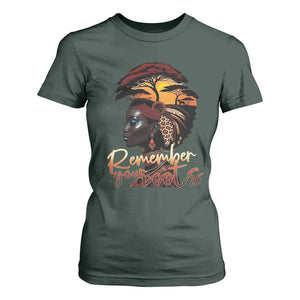 Black History Month T Shirt For Women Remember Your Roots African Safari TS11 Dark Forest Green Print Your Wear