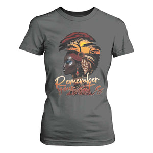 Black History Month T Shirt For Women Remember Your Roots African Safari TS11 Dark Heather Print Your Wear