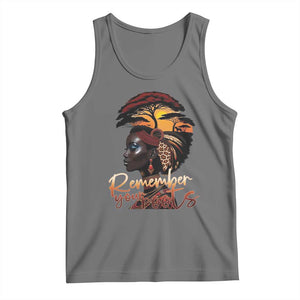 Black History Month Tank Top Remember Your Roots African Safari TS11 Black Heather Print Your Wear